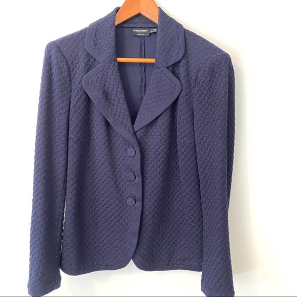 Giorgio Armani Jackets & Blazers - Giorgio Armani Navy Blue Knit 3 button Blazer:48IT 14US